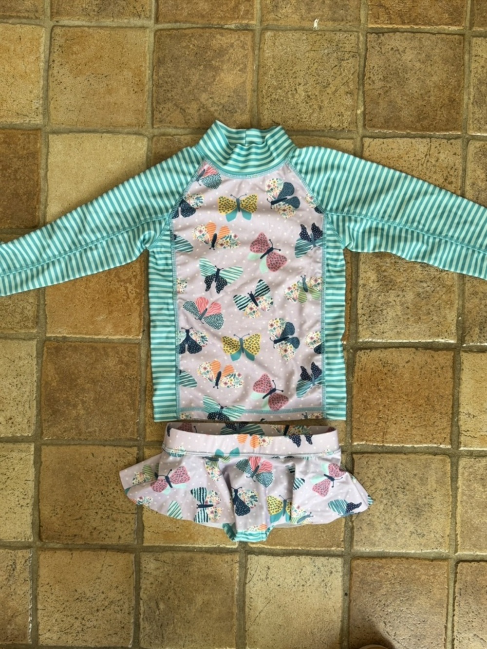 UV Skinz Kids Long-Sleeve Butterfly Rash Guard Set Size 5 Toddler